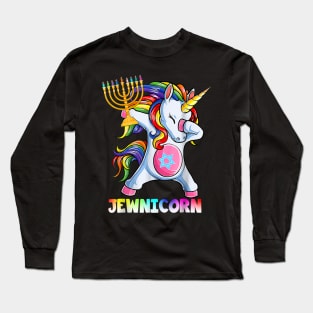 Hanukkah Dabbing Unicorn Jewnicorn Chanukah Jewish Xmas Long Sleeve T-Shirt